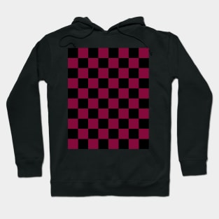 Crimson Red and Black Chessboard Pattern Hoodie